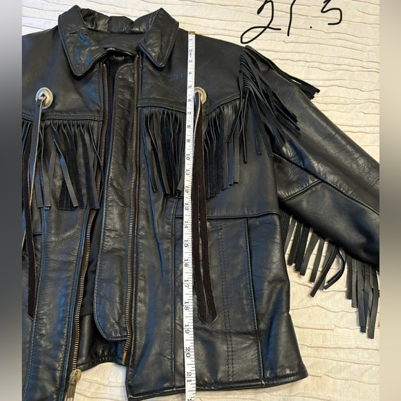 Vintage leather jacket with fringe size 8 - Picture 5 of 10